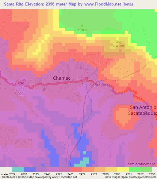 Santa Rita,Guatemala Elevation Map