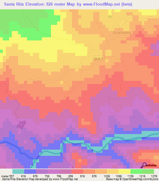 Santa Rita,Guatemala Elevation Map