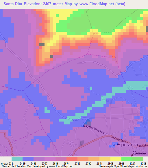 Santa Rita,Guatemala Elevation Map