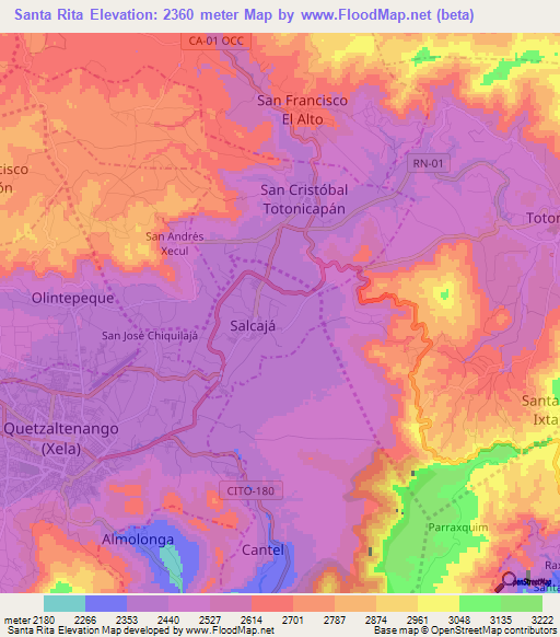 Santa Rita,Guatemala Elevation Map