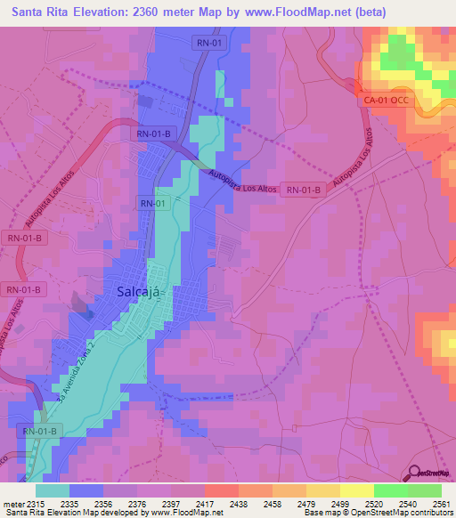 Santa Rita,Guatemala Elevation Map