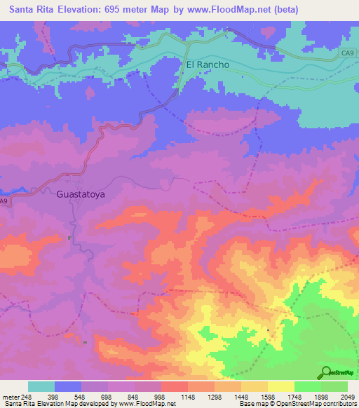 Santa Rita,Guatemala Elevation Map