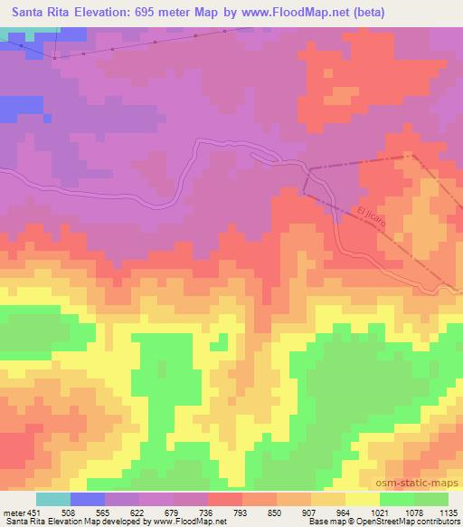 Santa Rita,Guatemala Elevation Map