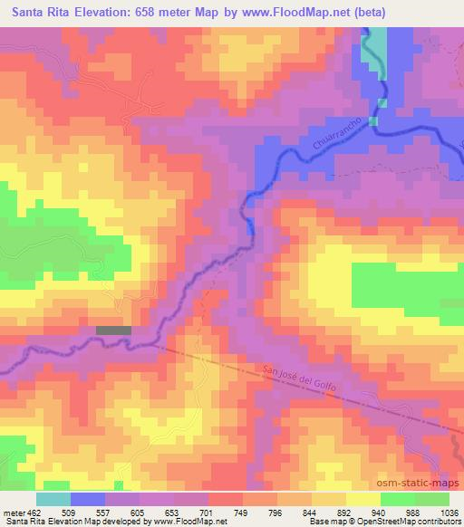 Santa Rita,Guatemala Elevation Map