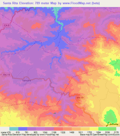 Santa Rita,Guatemala Elevation Map