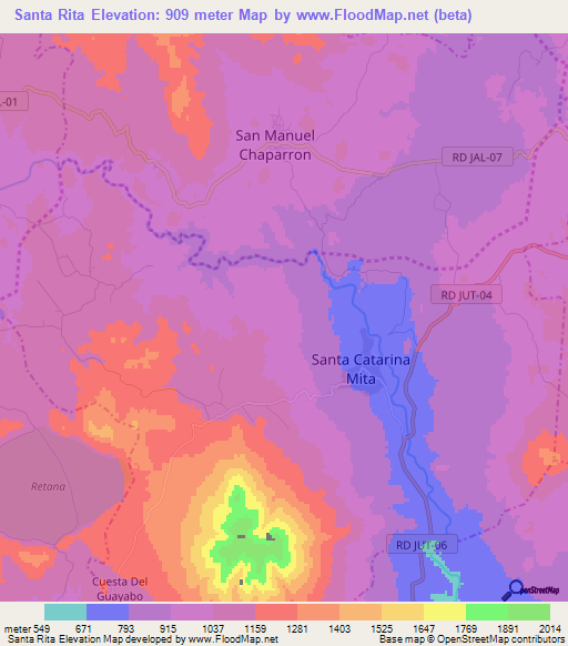 Santa Rita,Guatemala Elevation Map