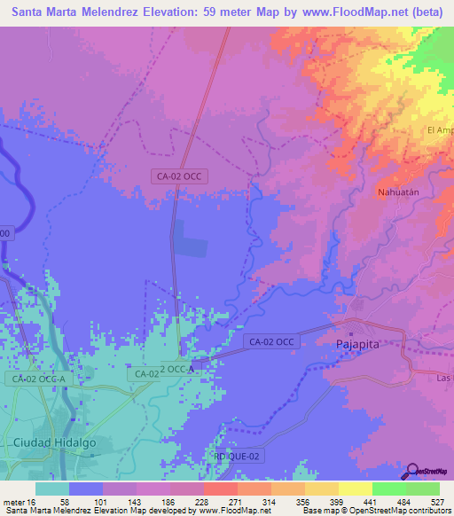 Santa Marta Melendrez,Guatemala Elevation Map