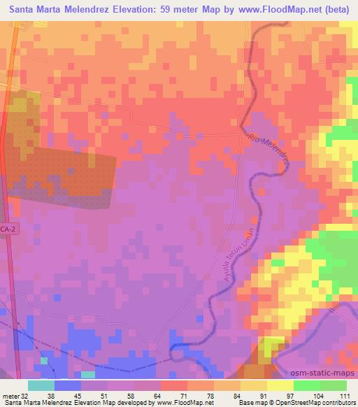 Santa Marta Melendrez,Guatemala Elevation Map