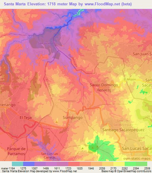 Santa Marta,Guatemala Elevation Map