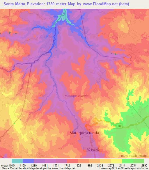 Santa Marta,Guatemala Elevation Map