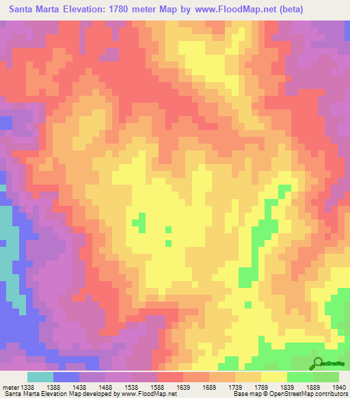 Santa Marta,Guatemala Elevation Map