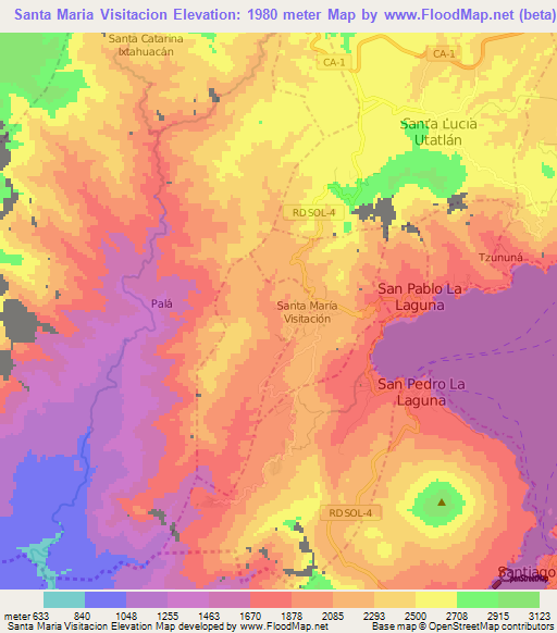 Santa Maria Visitacion,Guatemala Elevation Map