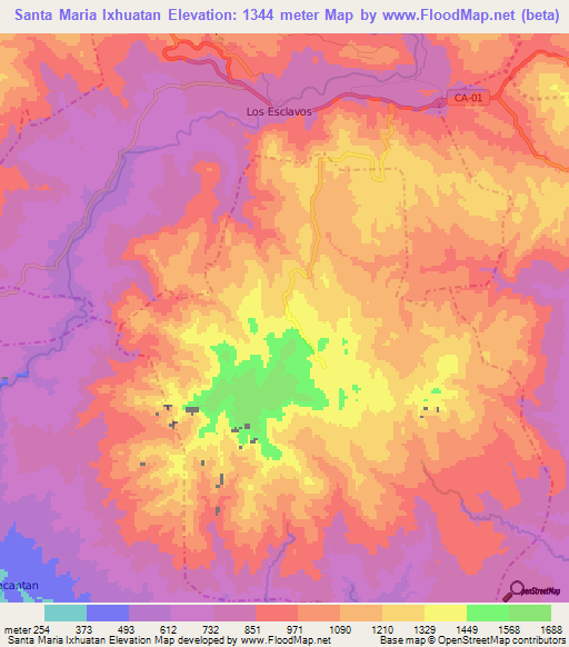 Santa Maria Ixhuatan,Guatemala Elevation Map