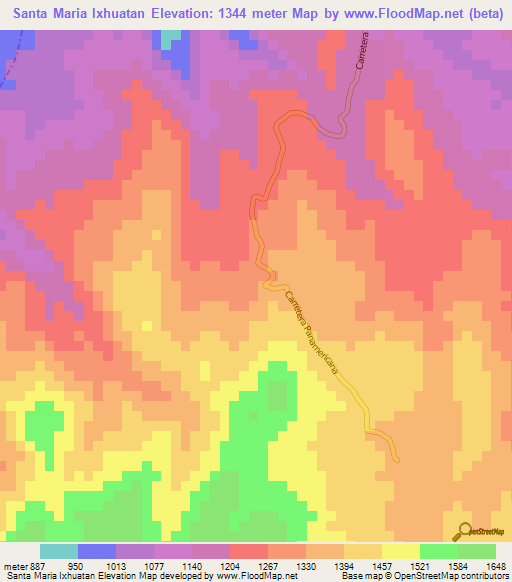 Santa Maria Ixhuatan,Guatemala Elevation Map