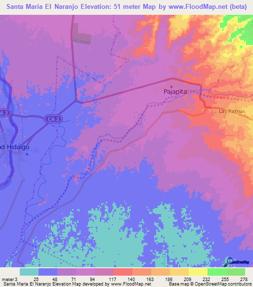 Santa Maria El Naranjo,Guatemala Elevation Map