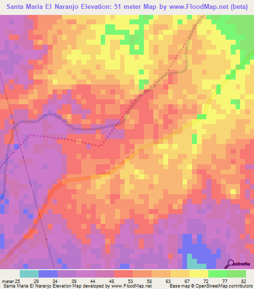 Santa Maria El Naranjo,Guatemala Elevation Map