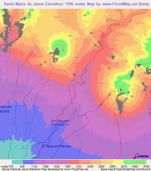 Santa Maria de Jesus,Guatemala Elevation Map