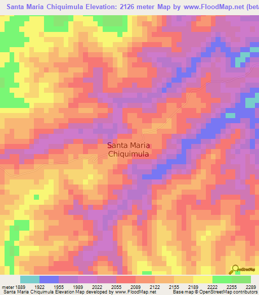 Santa Maria Chiquimula,Guatemala Elevation Map