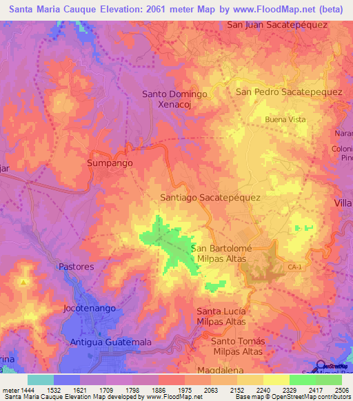 Santa Maria Cauque,Guatemala Elevation Map