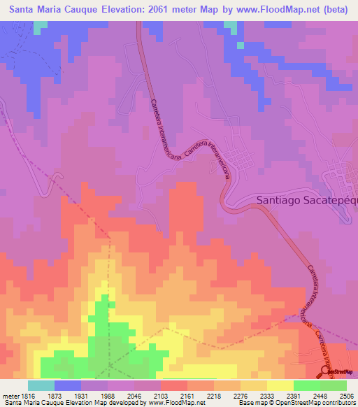 Santa Maria Cauque,Guatemala Elevation Map