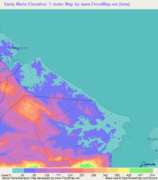 Santa Maria,Guatemala Elevation Map