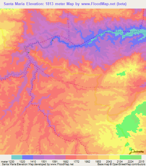 Santa Maria,Guatemala Elevation Map