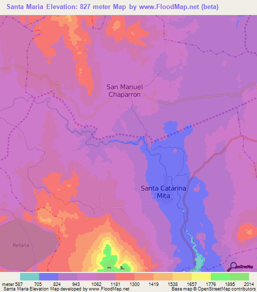 Santa Maria,Guatemala Elevation Map