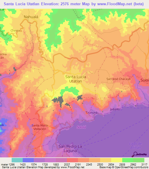 Santa Lucia Utatlan,Guatemala Elevation Map