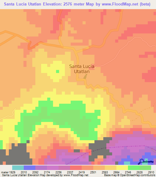 Santa Lucia Utatlan,Guatemala Elevation Map