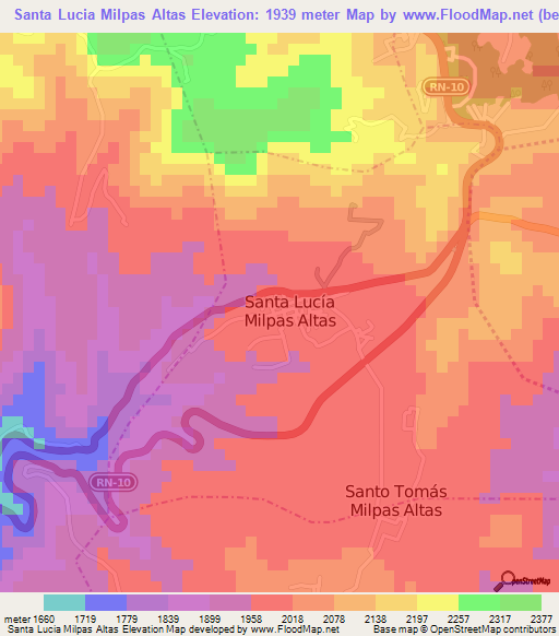 Santa Lucia Milpas Altas,Guatemala Elevation Map