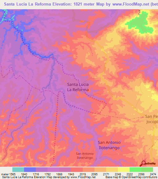 Santa Lucia La Reforma,Guatemala Elevation Map