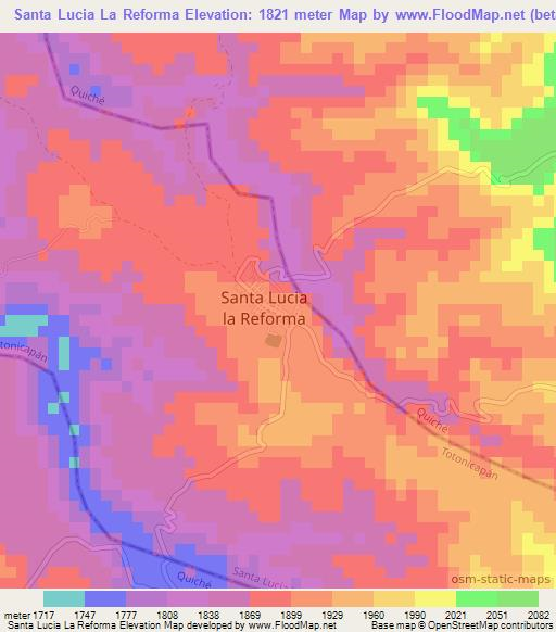 Santa Lucia La Reforma,Guatemala Elevation Map