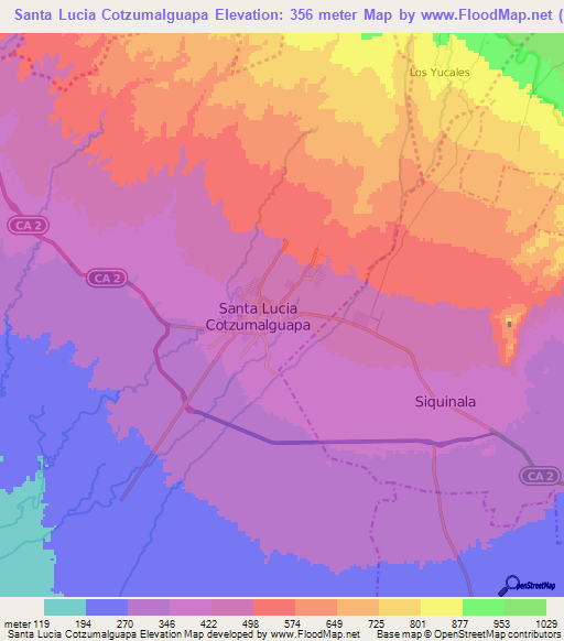 Santa Lucia Cotzumalguapa,Guatemala Elevation Map