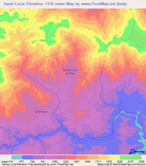 Santa Lucia,Guatemala Elevation Map