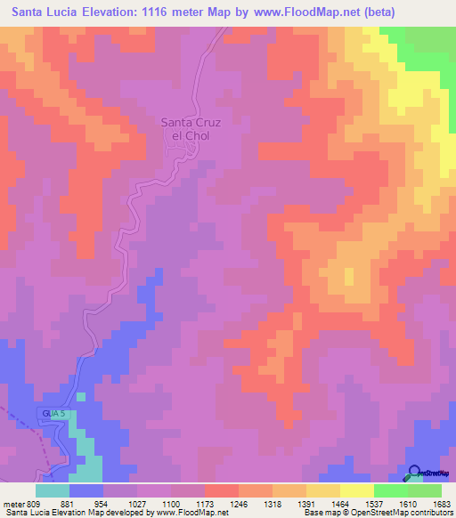 Santa Lucia,Guatemala Elevation Map