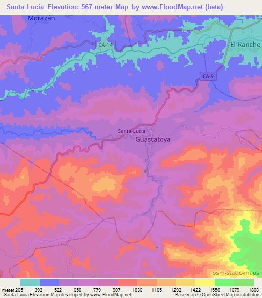 Santa Lucia,Guatemala Elevation Map