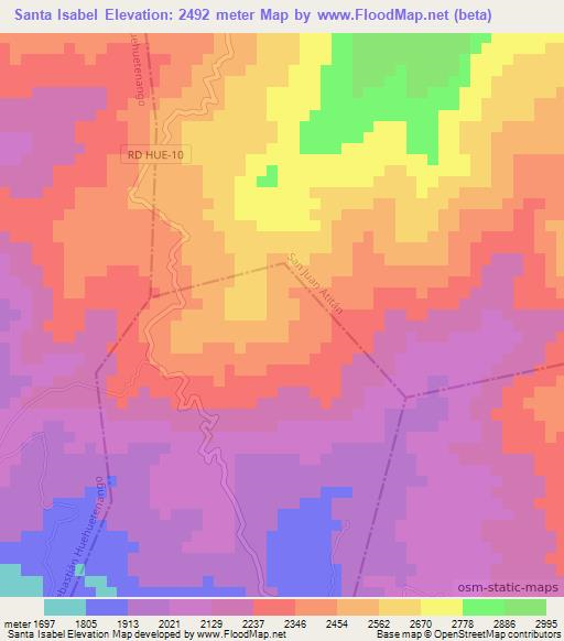 Santa Isabel,Guatemala Elevation Map