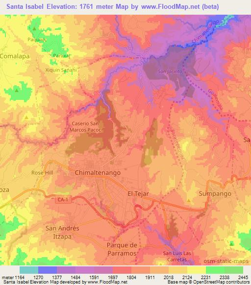 Santa Isabel,Guatemala Elevation Map