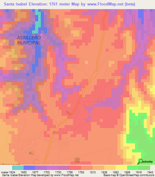 Santa Isabel,Guatemala Elevation Map