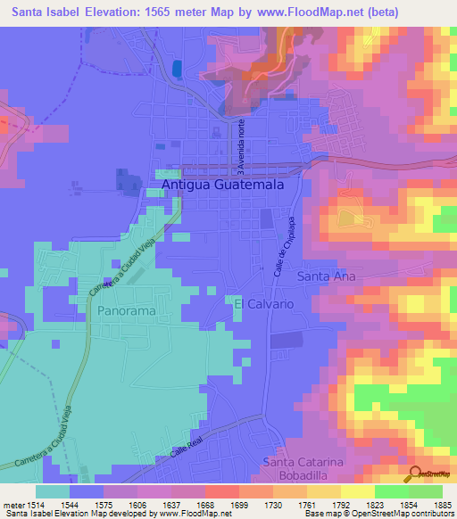 Santa Isabel,Guatemala Elevation Map