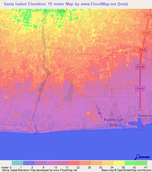 Santa Isabel,Guatemala Elevation Map