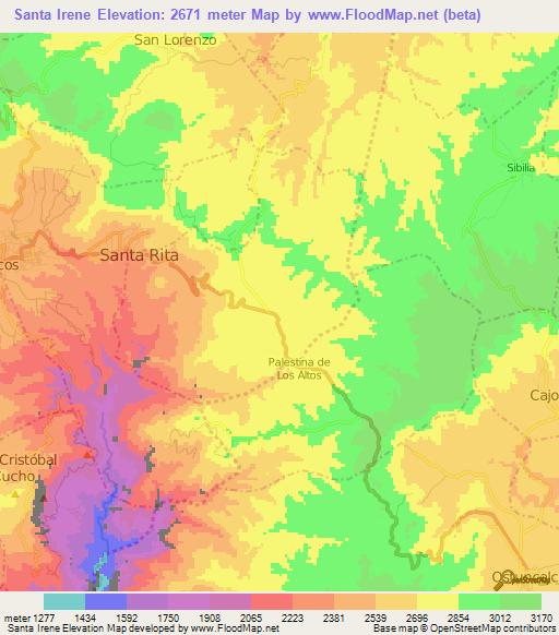 Santa Irene,Guatemala Elevation Map