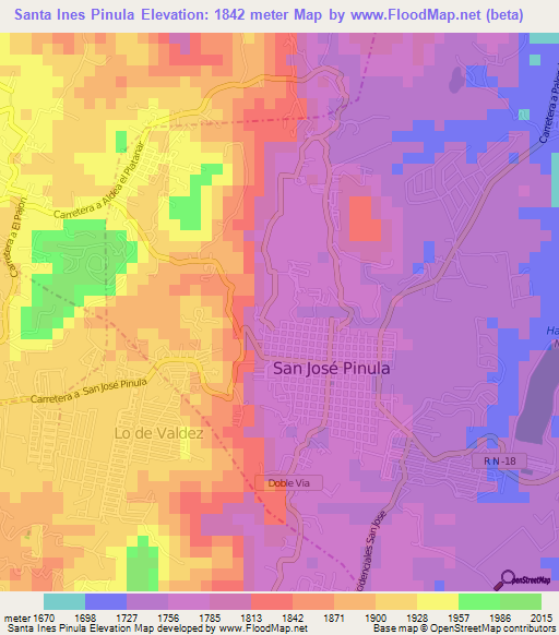 Santa Ines Pinula,Guatemala Elevation Map