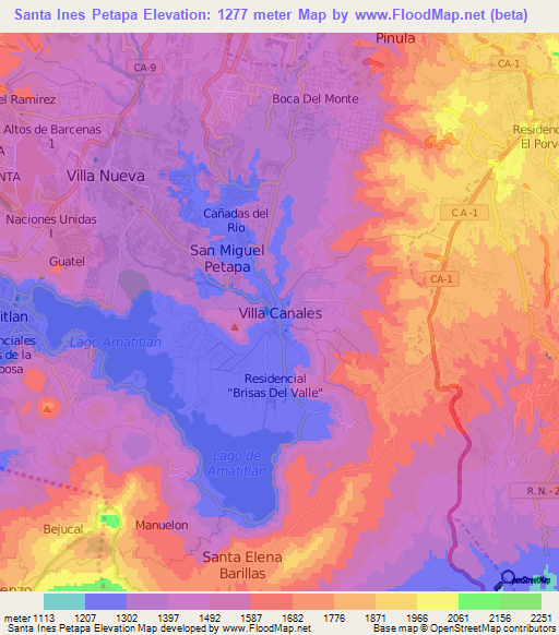 Santa Ines Petapa,Guatemala Elevation Map