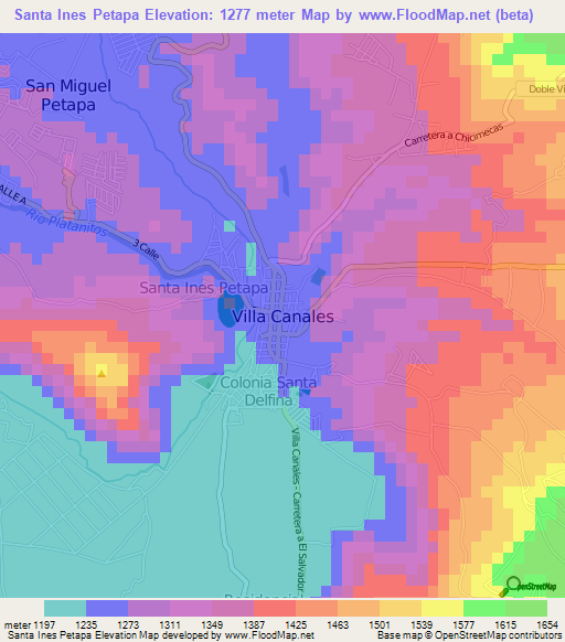 Santa Ines Petapa,Guatemala Elevation Map