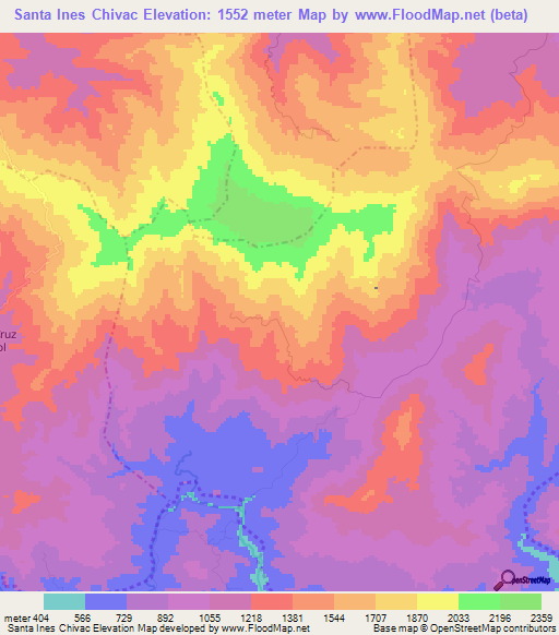 Santa Ines Chivac,Guatemala Elevation Map