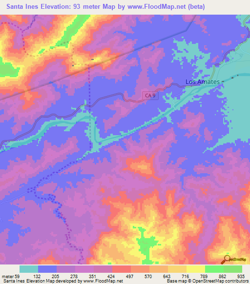 Santa Ines,Guatemala Elevation Map