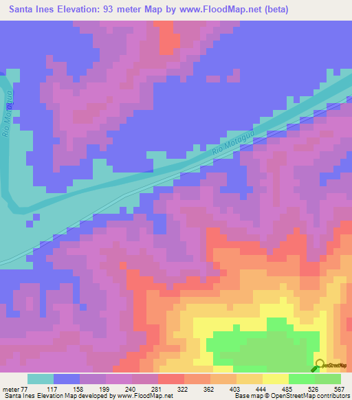 Santa Ines,Guatemala Elevation Map