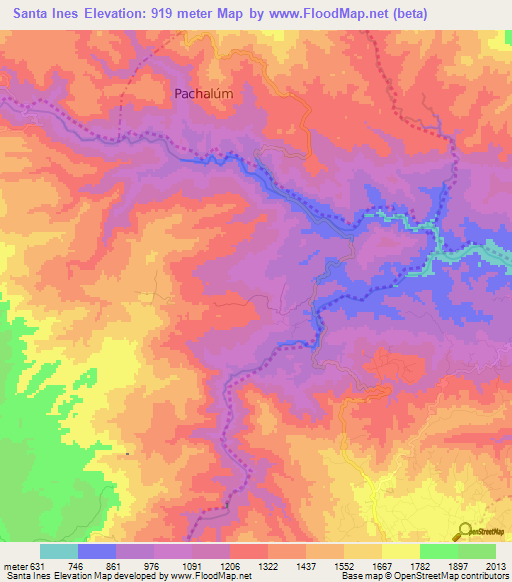 Santa Ines,Guatemala Elevation Map