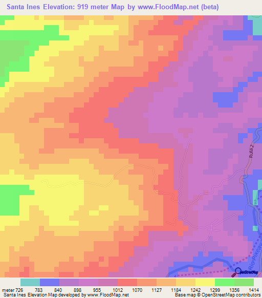 Santa Ines,Guatemala Elevation Map